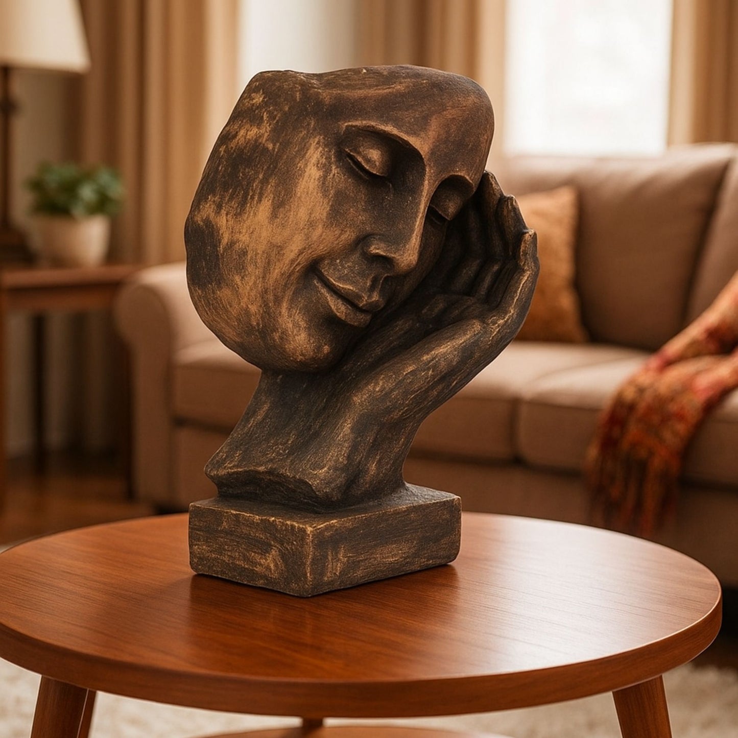 Handmade Cow Woman Face Home Decor: Smiling Human Face for Positive Energy