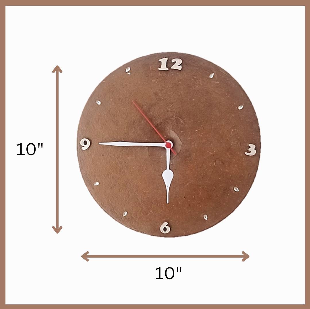 Handmade Cow Dung Wall Clock - Eco-Friendly Home Decor