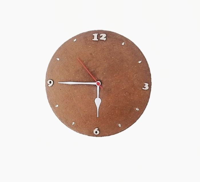 Handmade Cow Dung Wall Clock - Eco-Friendly Home Decor