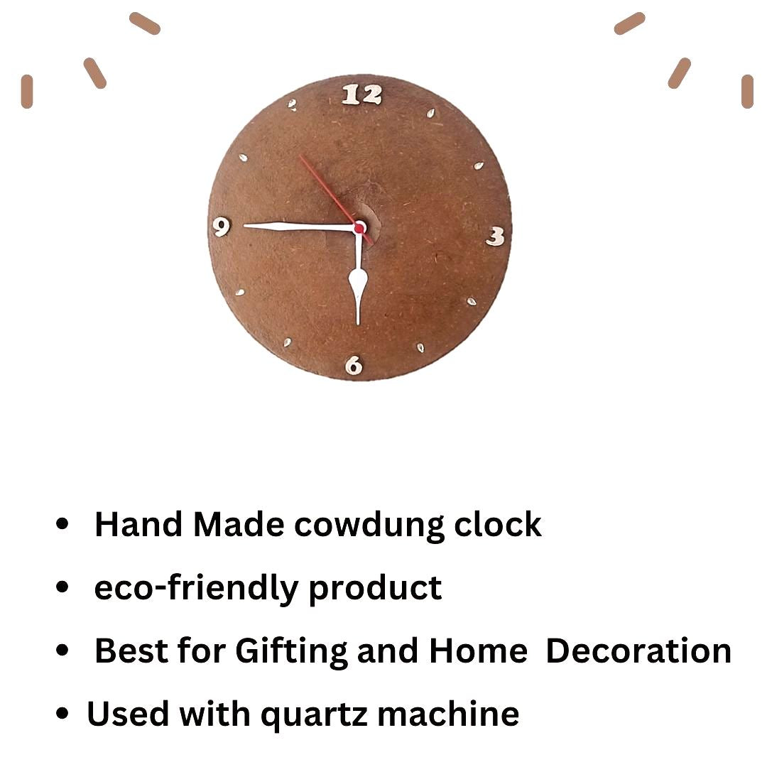 Handmade Cow Dung Wall Clock - Eco-Friendly Home Decor