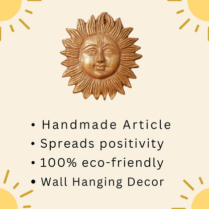 Handmade Cow Dung Sun-Rayed Wall Hanging - Eco-Friendly Home Decor