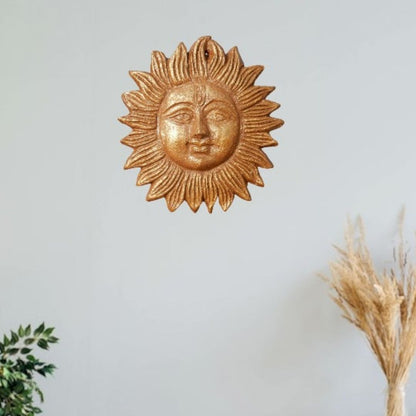 Handmade Cow Dung Sun-Rayed Wall Hanging - Eco-Friendly Home Decor