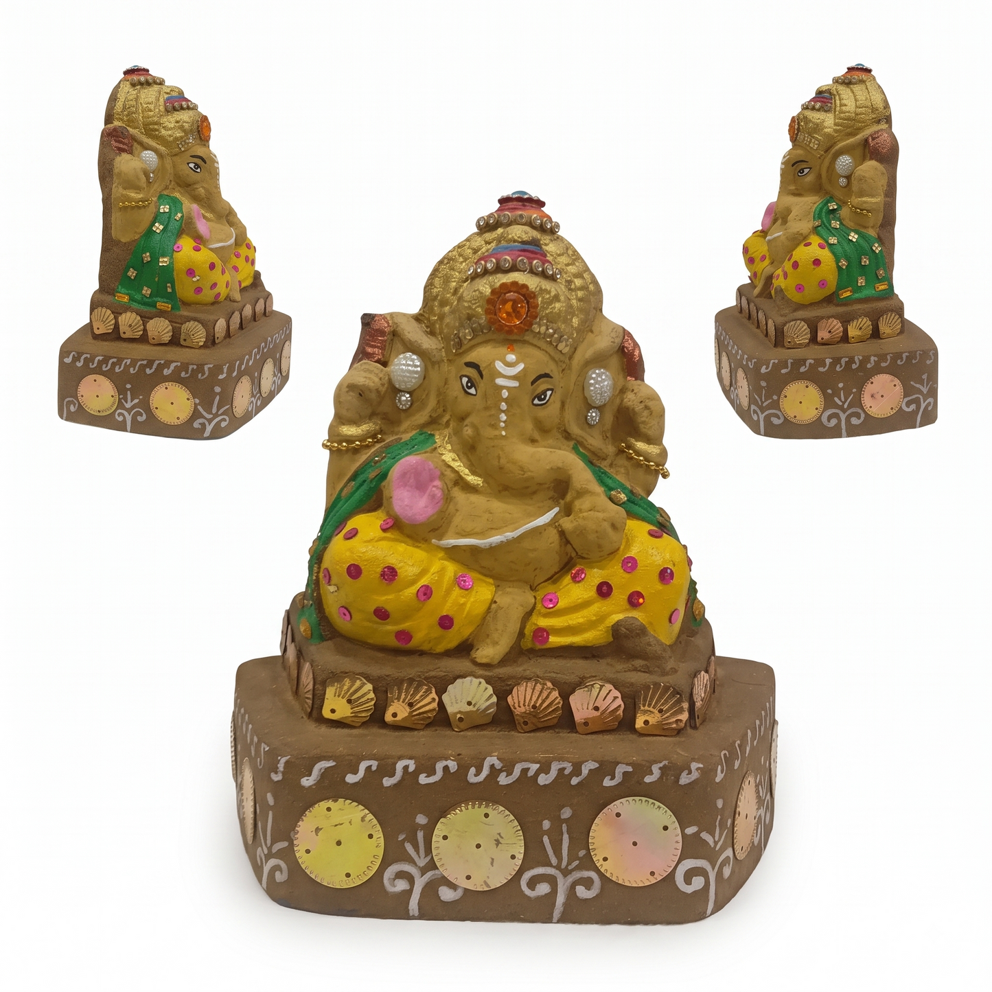 Eco-Friendly Pure Cow Dung Ganesha Idol (Gobar Ganesh) | 100% Biodegradable for Home Visarjan