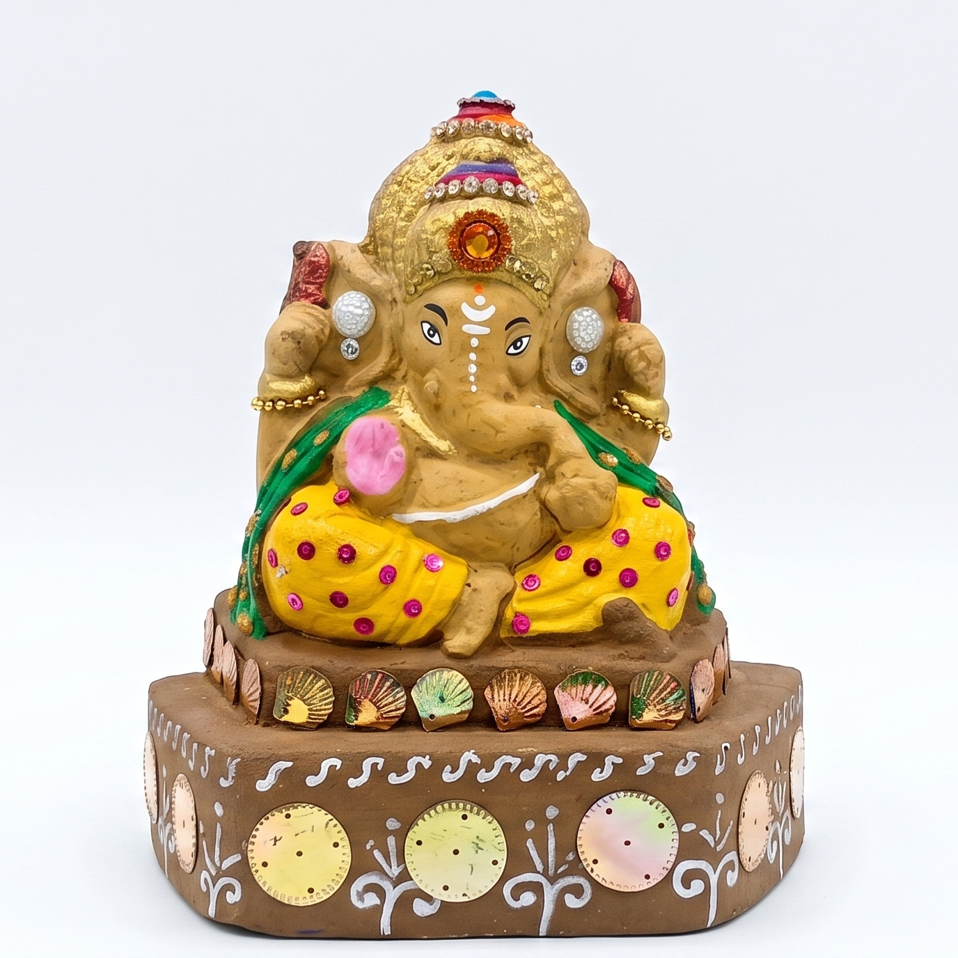 Eco-Friendly Pure Cow Dung Ganesha Idol (Gobar Ganesh) | 100% Biodegradable for Home Visarjan