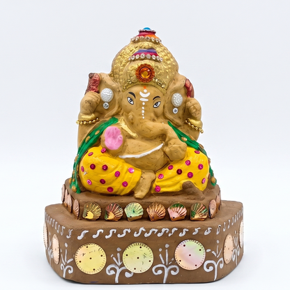 Eco-Friendly Pure Cow Dung Ganesha Idol (Gobar Ganesh) | 100% Biodegradable for Home Visarjan