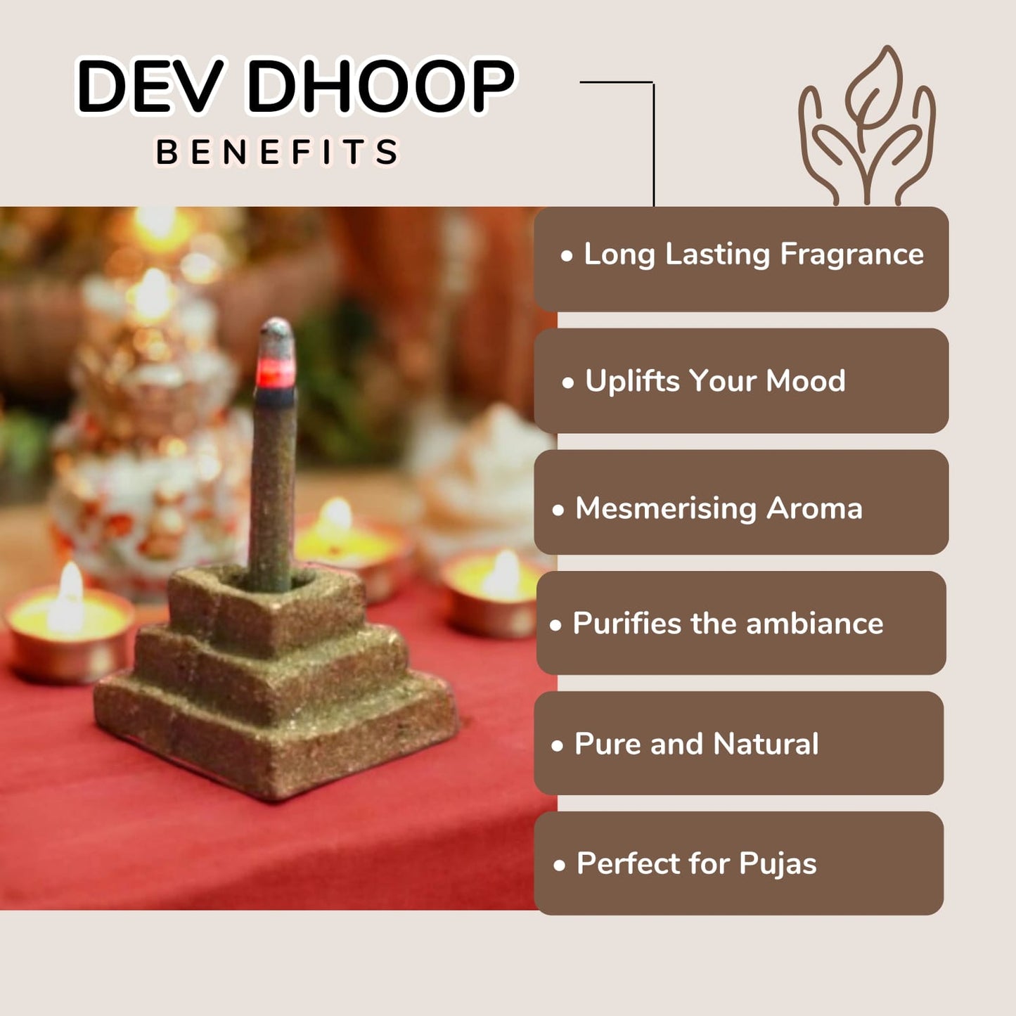 Devdhoop - 100% Cow Dung Organic Incense Sticks | Natural Incense for Spiritual and Meditation Use